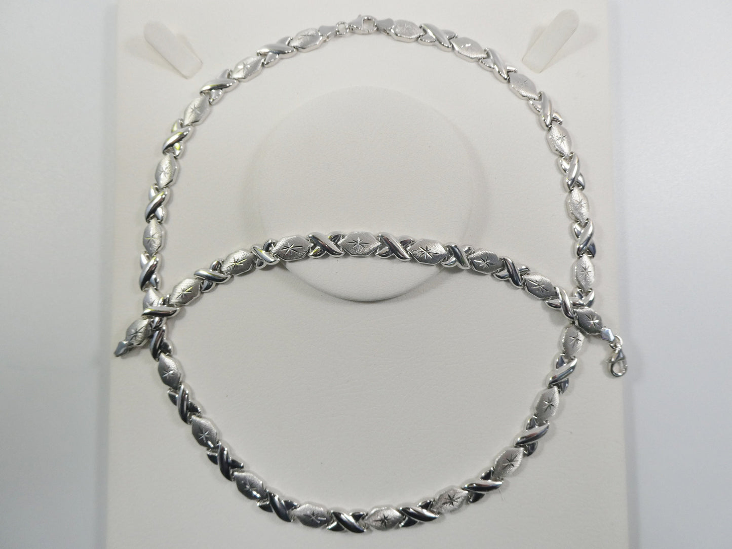 real 925 sterling silver xoxo hugs and kisses stampato set necklace and bracelet 14k gold color finish