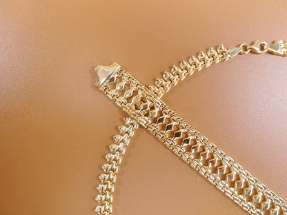 14k Gold Tone Cleopatra Necklace Bracelet Set: Sterling Silver