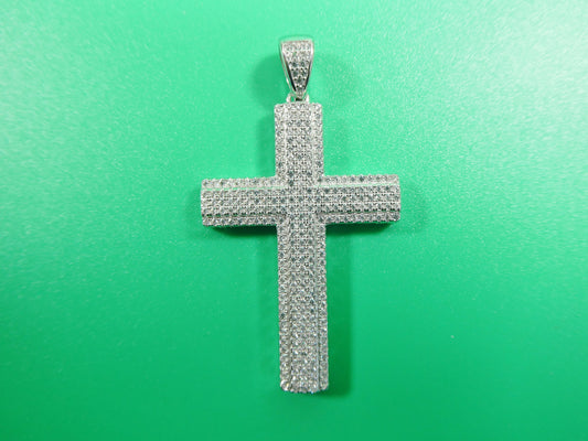 real 925 sterling full stone micro face setting large cross