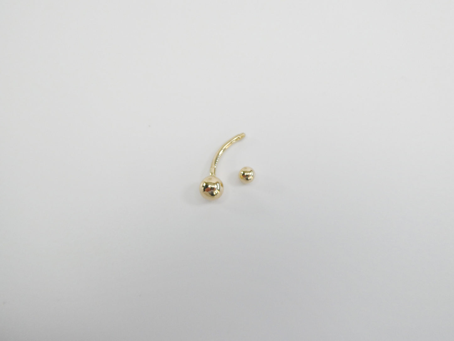 14k real solid yellow gold plain ball belly ring
