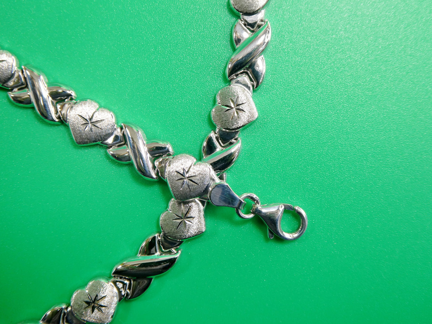 Sterling Silver Double Heart Necklace Bracelet Set: XOXO Jewelry