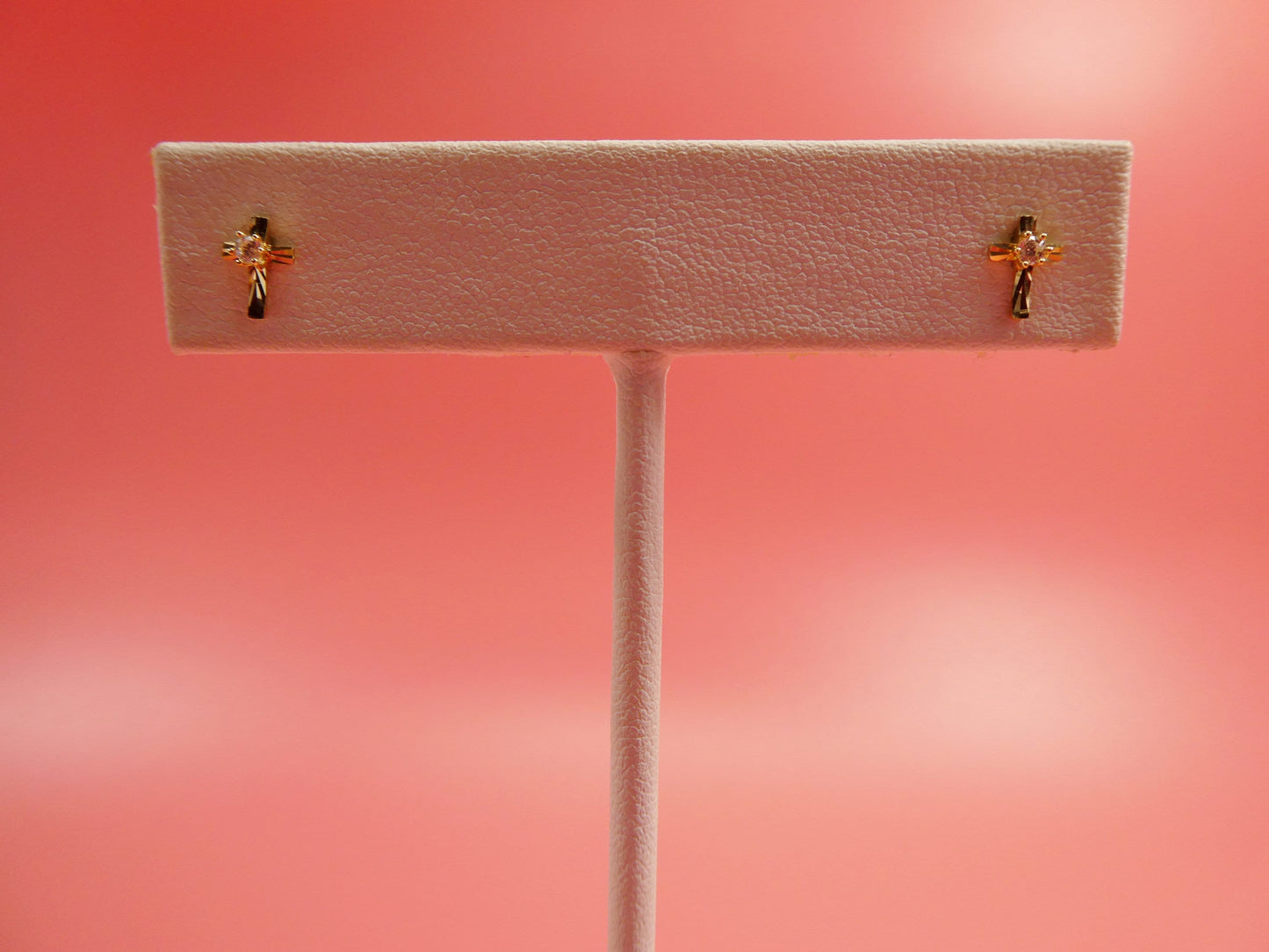 10k real solid yellow gold cross push post earrings