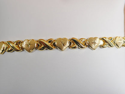 XOXO Heart Bracelet: 14k Gold Over Sterling Silver