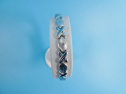 XOXO Sterling Silver Bracelet: 14k White Gold Finish, 8 Inch