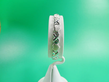 Sterling Silver XOXO Heart Bracelet - 14k White Gold Finish