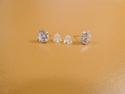 10k Real Solid Yellow Gold Stud Push Back Basket Earrings