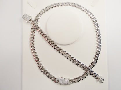 Sterling Silver Monaco Chain Set: 14k White Gold Tone, 16" Necklace, 7" Bracelet