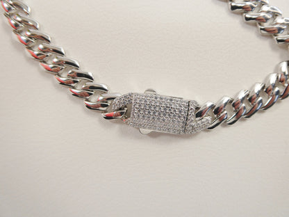 Sterling Silver Monaco Chain Set: 14k White Gold Tone, 16" Necklace, 7" Bracelet