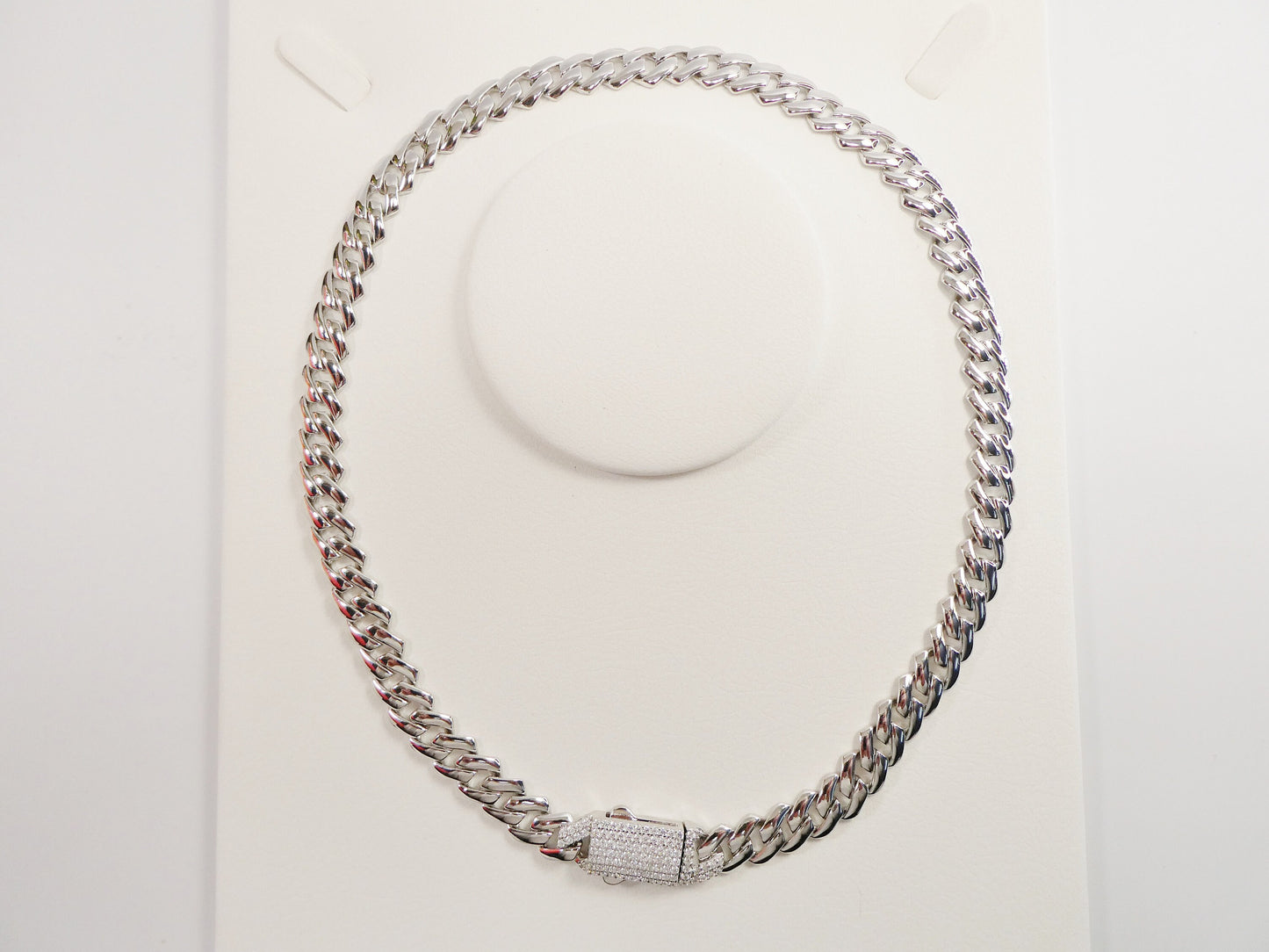 Sterling Silver Monaco Chain Set: 14k White Gold Tone, 16" Necklace, 7" Bracelet