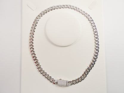 Sterling Silver Monaco Chain Set: 14k White Gold Tone, 16" Necklace, 7" Bracelet