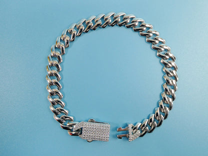 14k White Gold Tone Monaco Bracelet - Sterling Silver 8 inch
