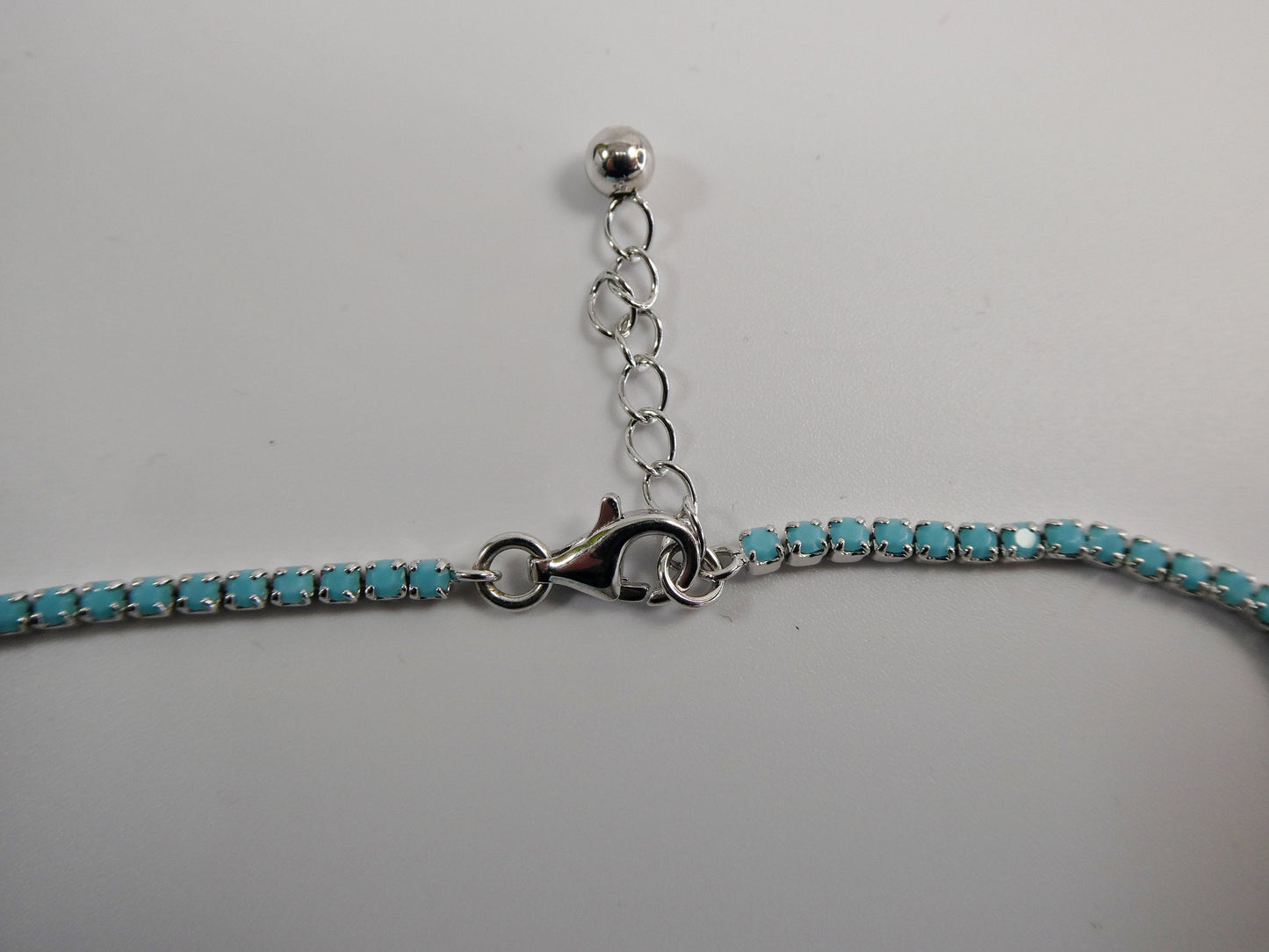 Turquoise anklet with extension tennis bracelet real 925 sterling silver
