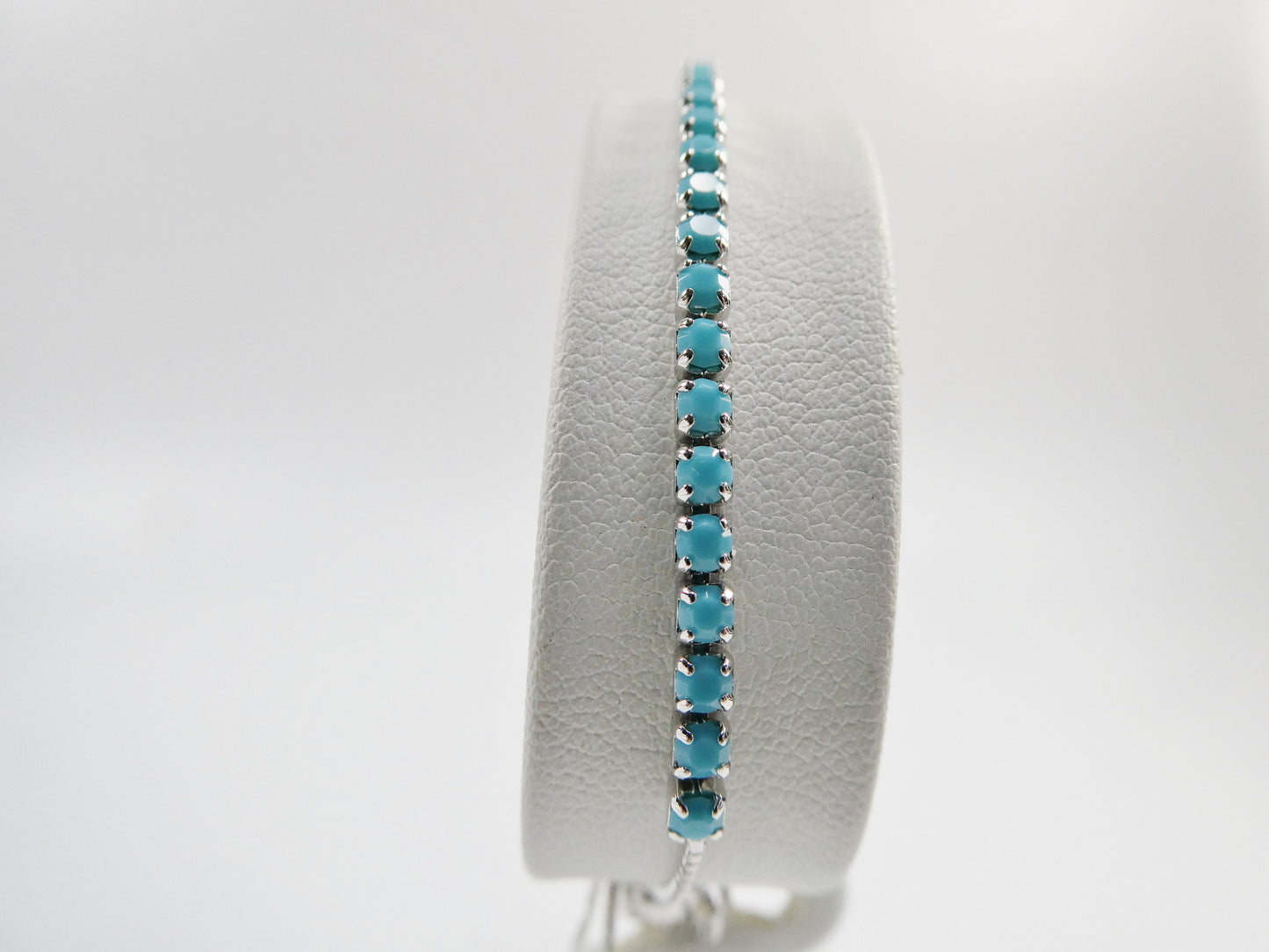 Adjustable turquois tennis bracelet real 925 sterling silver