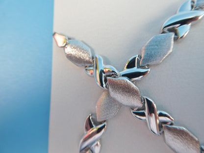 XOXO Sterling Silver Necklace Bracelet Set - Satin Finish
