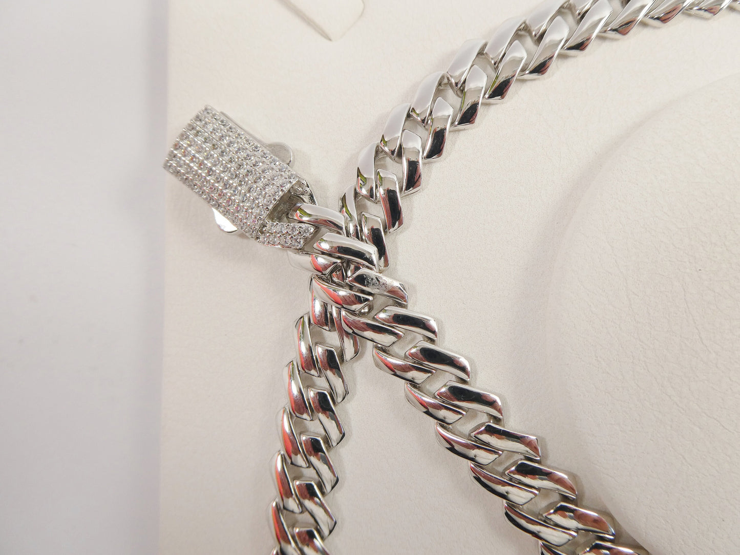 Sterling Silver Monaco Chain Set: 14k White Gold Tone, 16" Necklace, 7" Bracelet