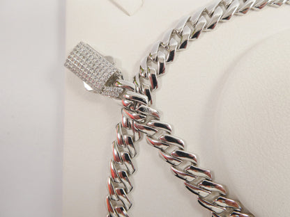 Sterling Silver Monaco Chain Set: 14k White Gold Tone, 16" Necklace, 7" Bracelet