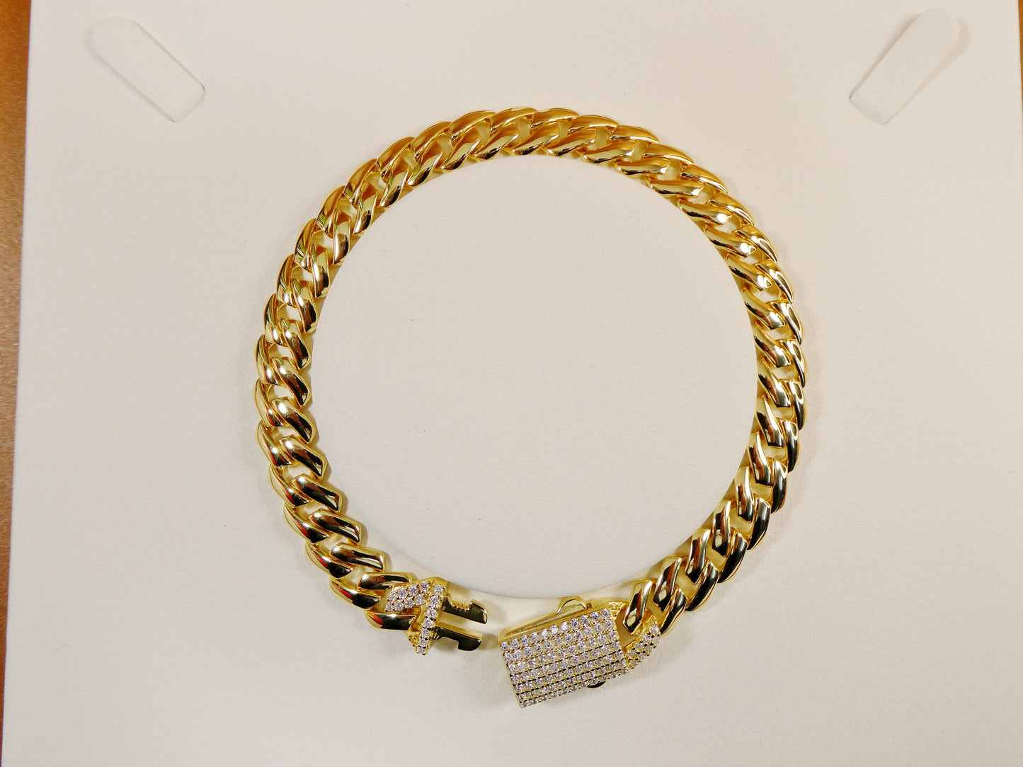 8 inch 14k yellow gold color Monaco bracelet over real solid 925 sterling silver