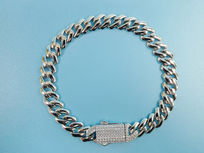 14k White Gold Tone Monaco Bracelet - Sterling Silver 8 inch