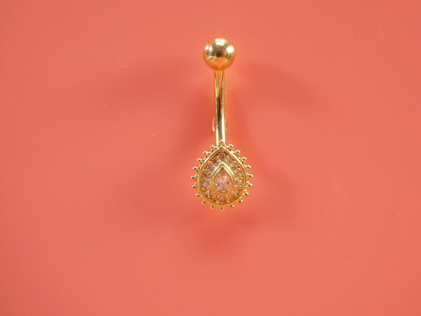 14k real solid yellow gold high polish oval shape belly button ring piercing