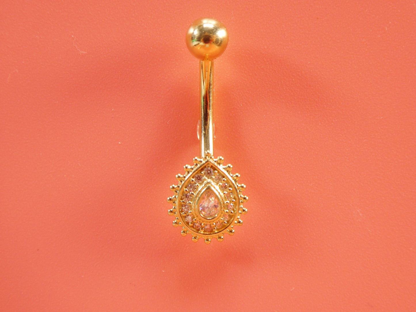 14k real solid yellow gold high polish oval shape belly button ring piercing