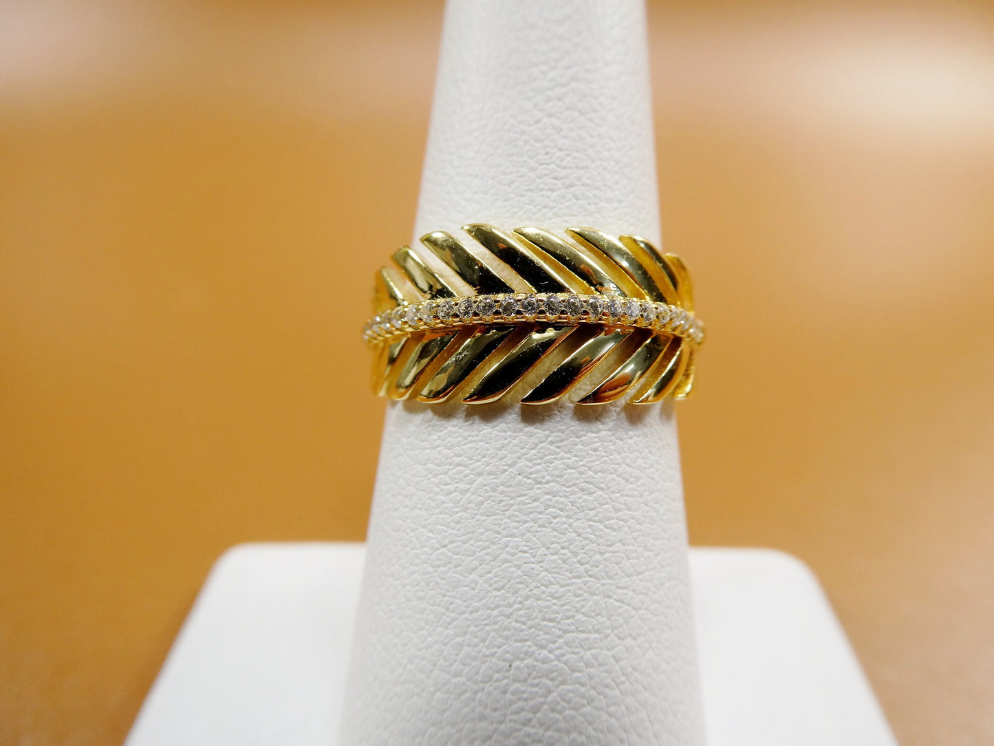 Real 925 Sterling Silver Over 14 Yellow Gold Ladies Ring