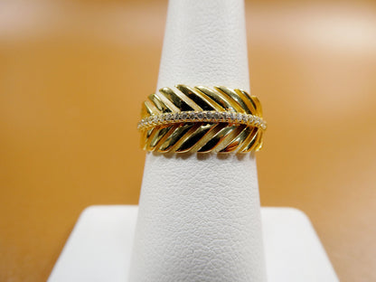 Real 925 Sterling Silver Over 14 Yellow Gold Ladies Ring