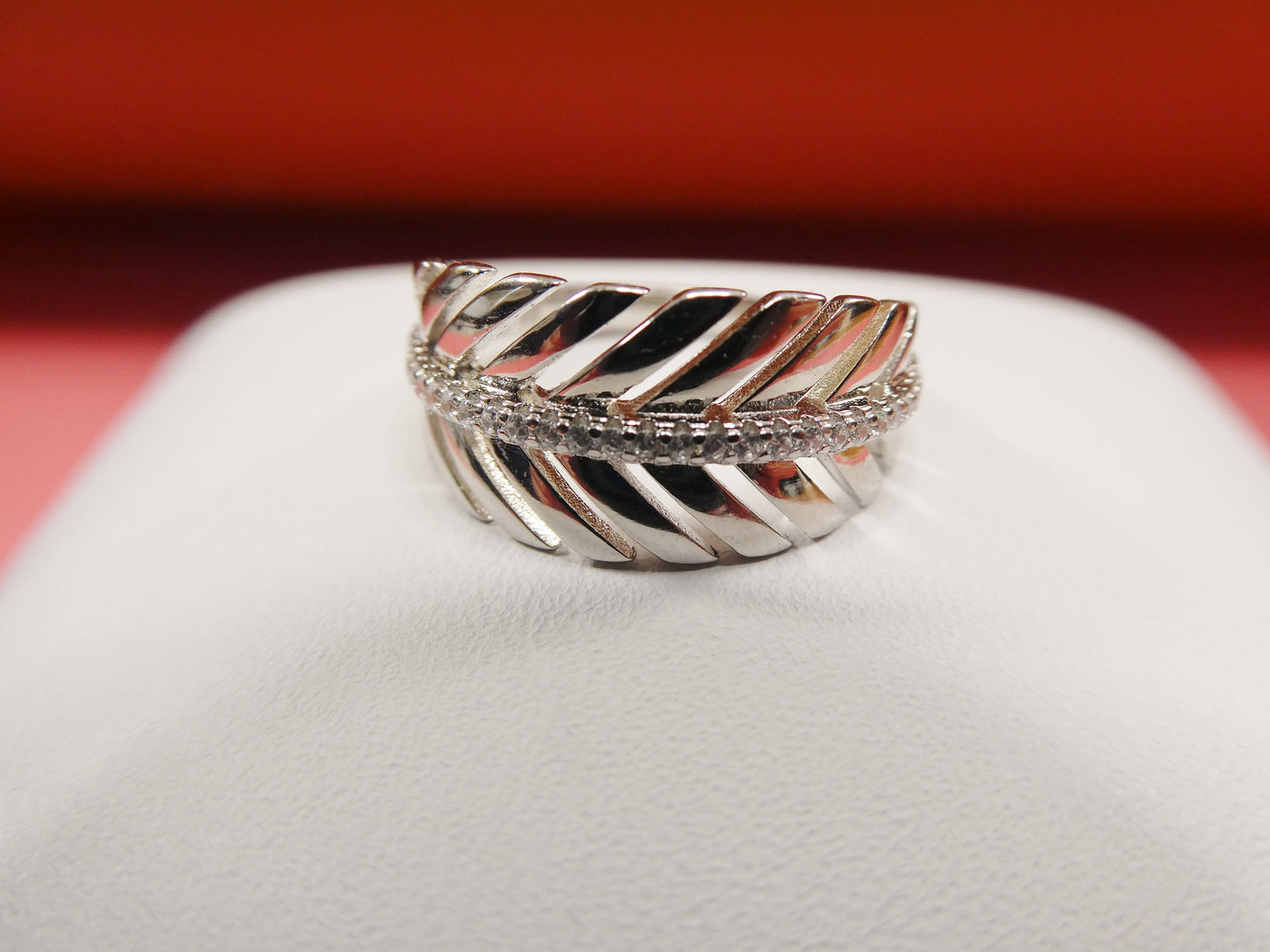 Real 925 Sterling Silver Over 14 White Gold Ladies Ring