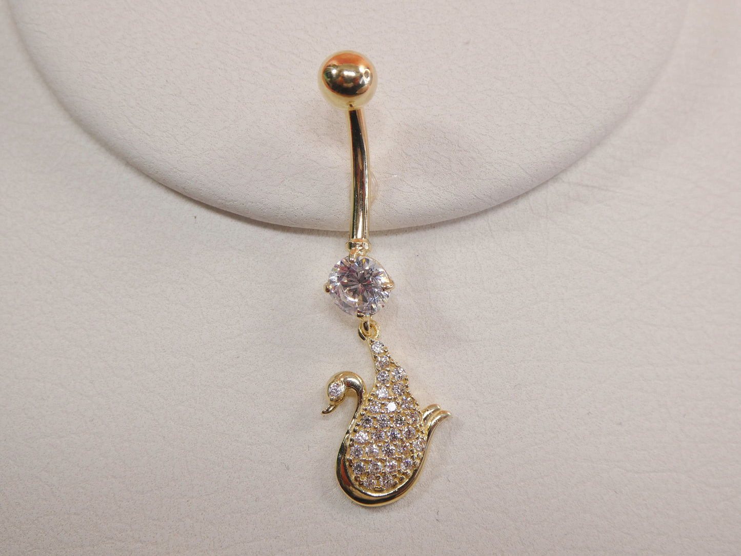 14k real solid yellow gold dangling duck belly button ring piercing