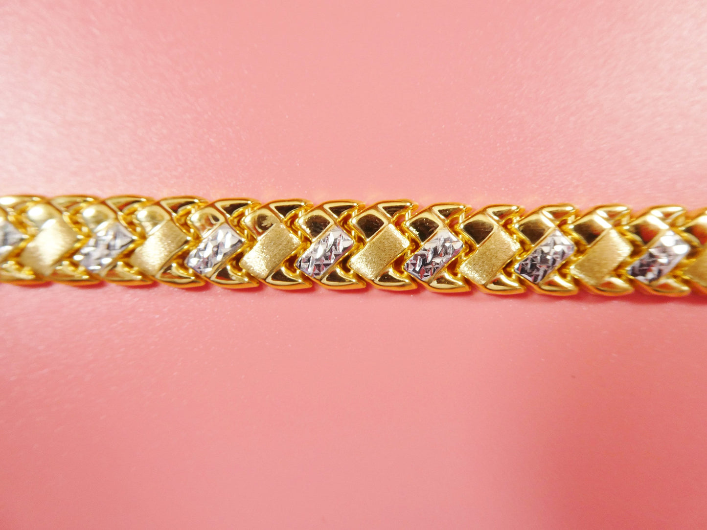 Two Tone Basket Bracelet: 14k Gold Finish, Sterling Silver