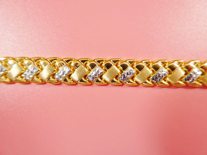 Two Tone Basket Bracelet: 14k Gold Finish, Sterling Silver
