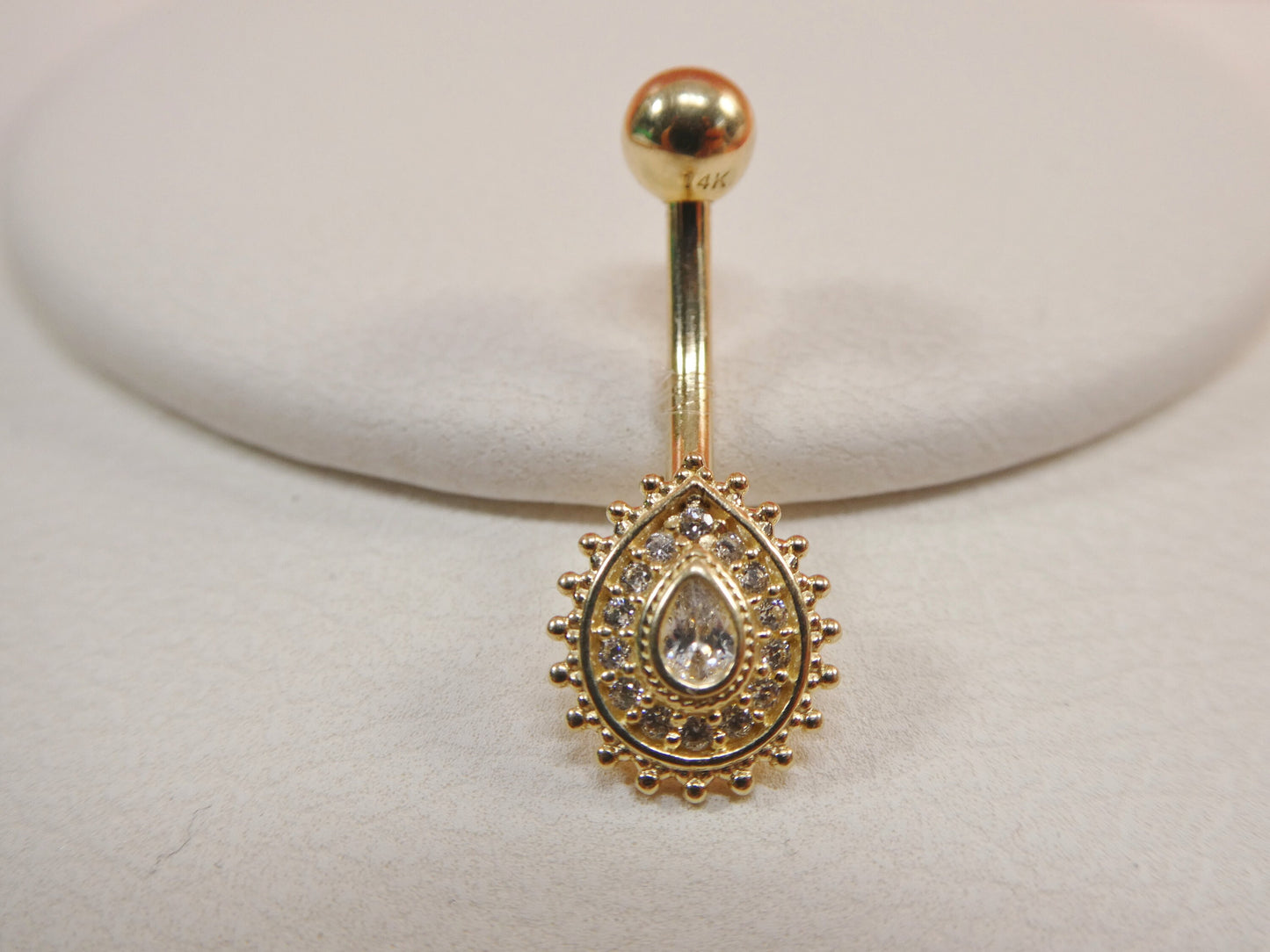 14k real solid yellow gold high polish oval shape belly button ring piercing
