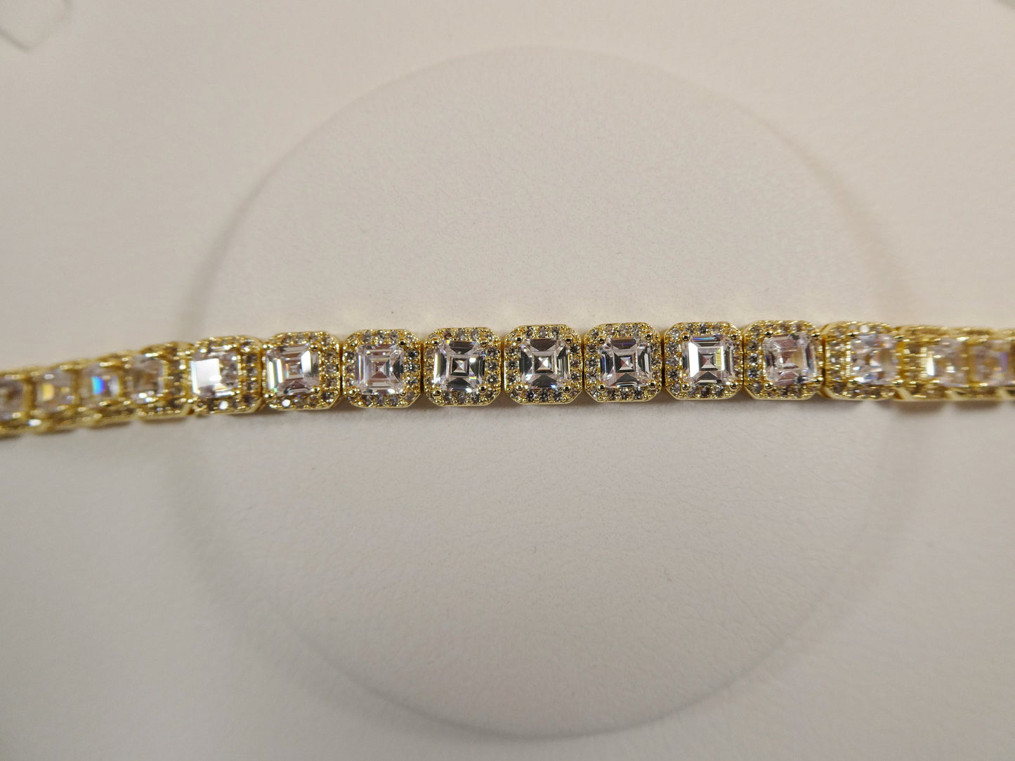 7 Inch 18k Gold Filled Ladies Bracelet 4mm Princess Cubic Zirconia Stone