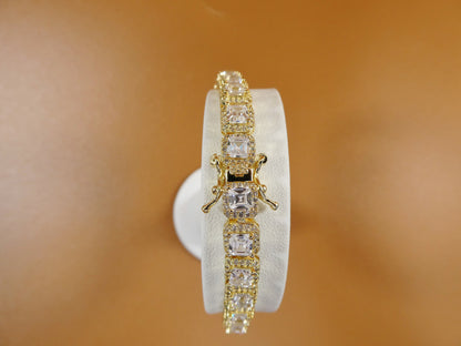 7 Inch 18k Gold Filled Ladies Bracelet 4mm Princess Cubic Zirconia Stone