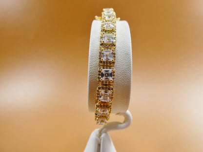 7 Inch 18k Gold Filled Ladies Bracelet 4mm Princess Cubic Zirconia Stone