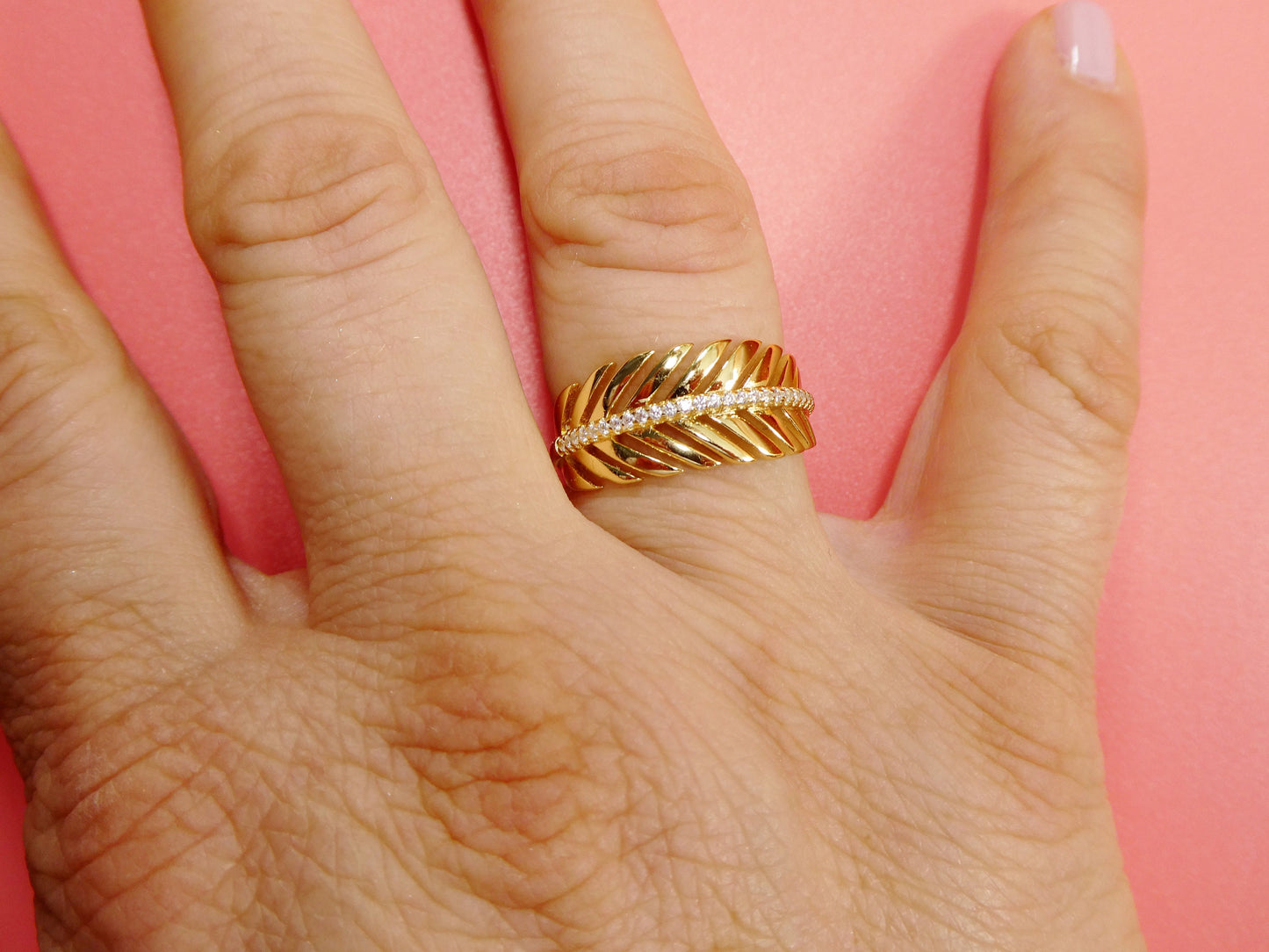 Real 925 Sterling Silver Over 14 Yellow Gold Ladies Ring