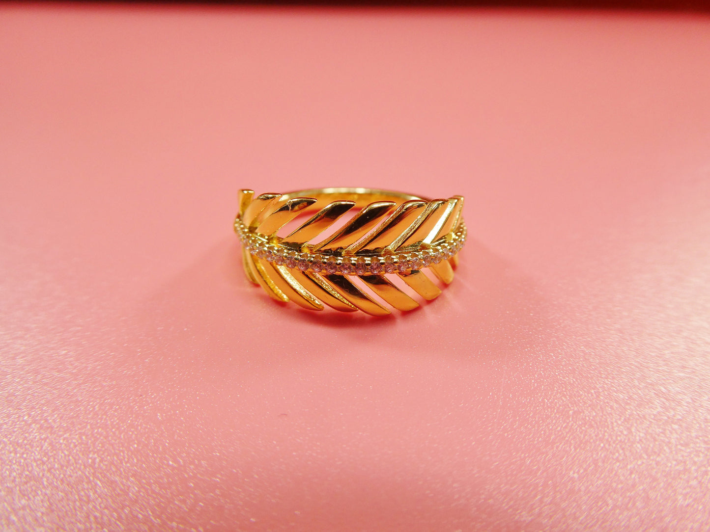 Real 925 Sterling Silver Over 14 Yellow Gold Ladies Ring