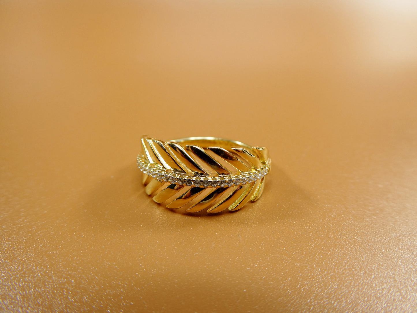 Real 925 Sterling Silver Over 14 Yellow Gold Ladies Ring