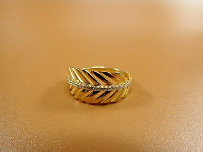 Real 925 Sterling Silver Over 14 Yellow Gold Ladies Ring
