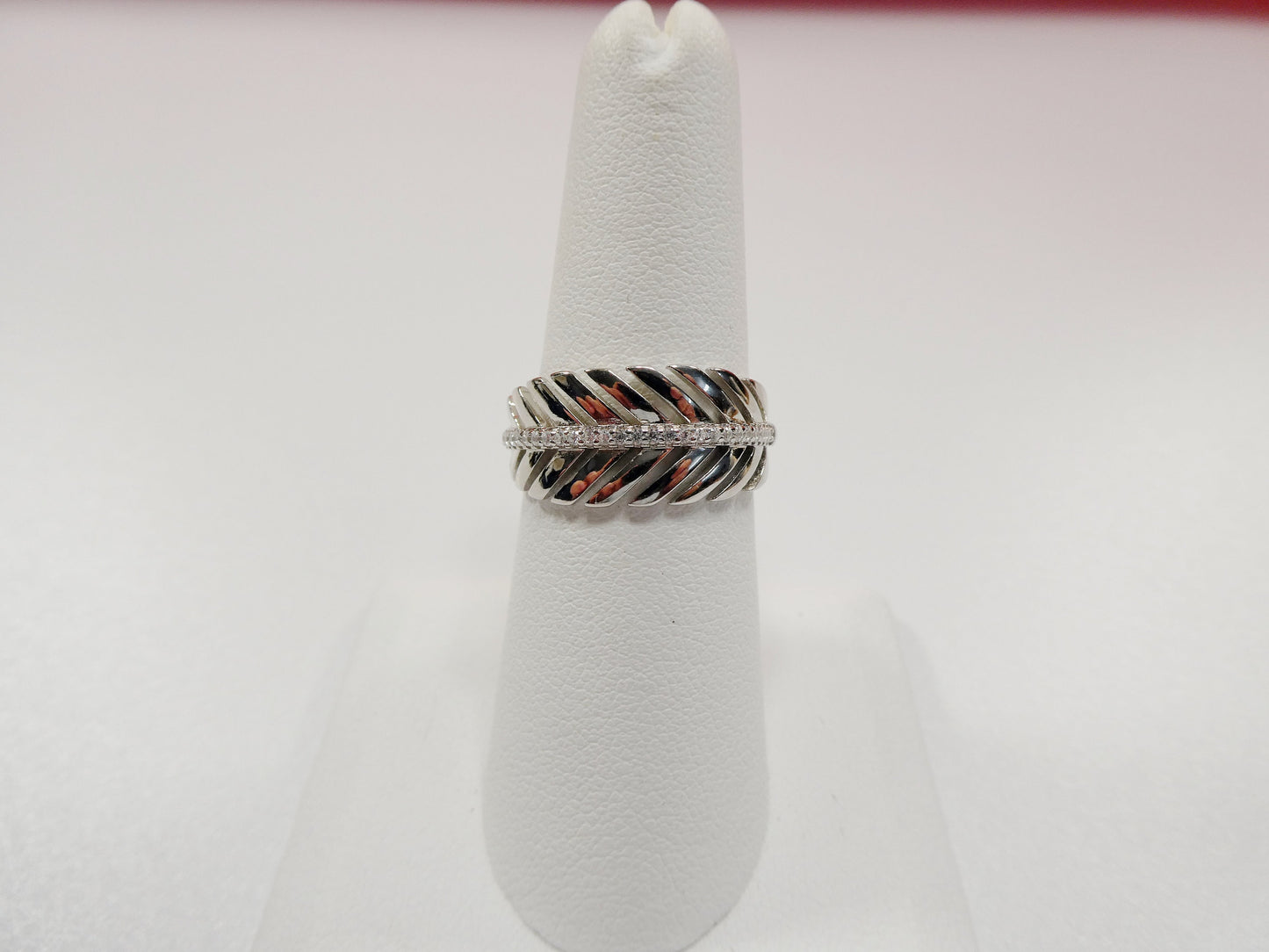 Real 925 Sterling Silver Over 14 White Gold Ladies Ring