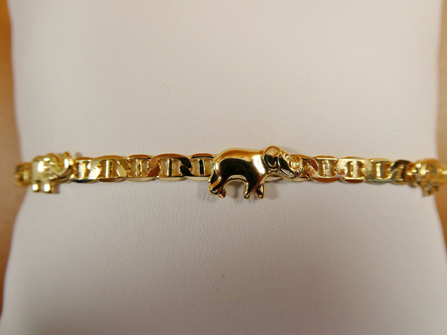 5.5 inch 18k gold filled mariner chain style elephant baby bracelet