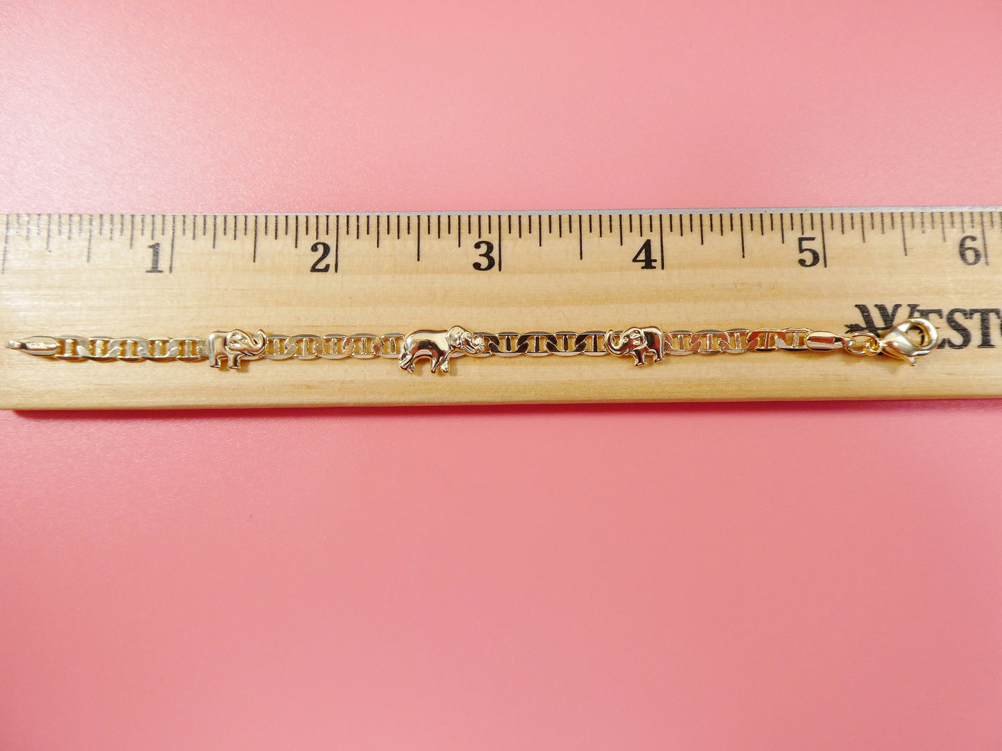 5.5 inch 18k gold filled mariner chain style elephant baby bracelet
