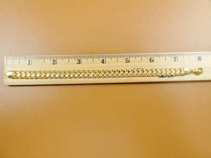 Stamped Basket Bracelet: 14k Yellow Gold Finish, Sterling Silver