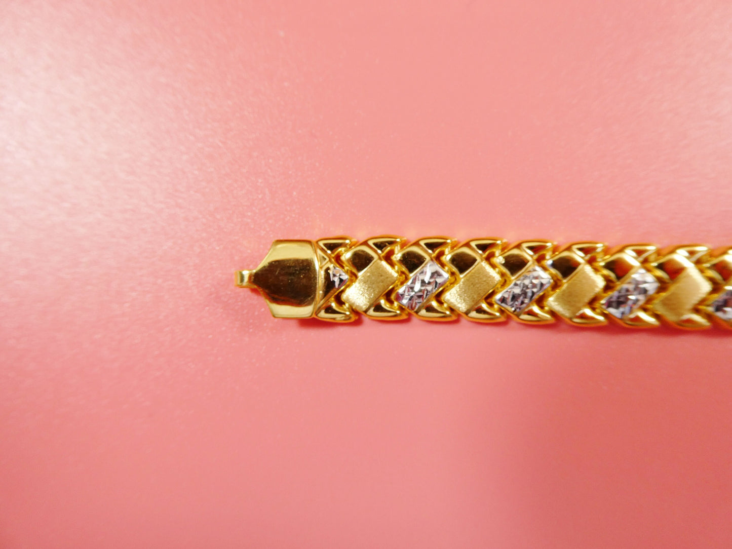 Two Tone Basket Bracelet: 14k Gold Finish, Sterling Silver