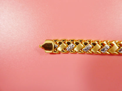 Two Tone Basket Bracelet: 14k Gold Finish, Sterling Silver