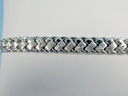 Sterling Silver Basket Bracelet: 14k White Gold Tone, 8 inch