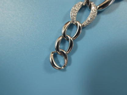 14k White Gold Tone Curb Bracelet: 925 Sterling Silver, 7 Inch