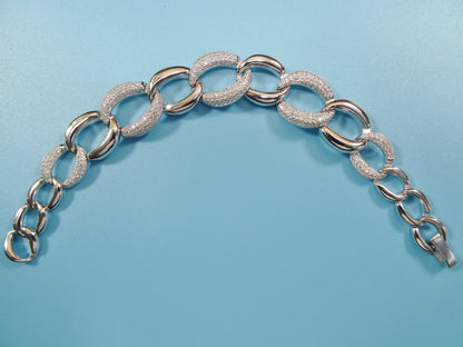 14k White Gold Tone Curb Bracelet: 925 Sterling Silver, 7 Inch