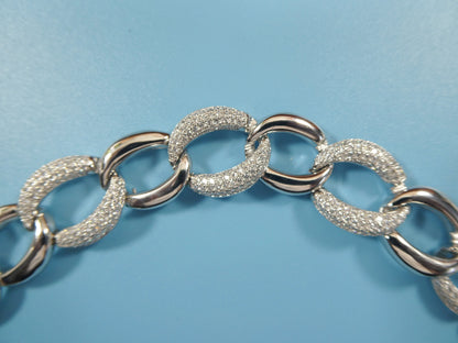 14k White Gold Tone Curb Bracelet: 925 Sterling Silver, 7 Inch