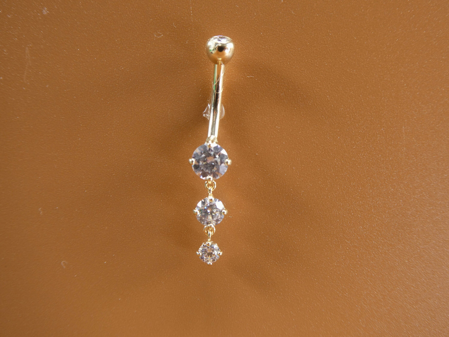 14k real solid yellow gold flower belly button ring piercing