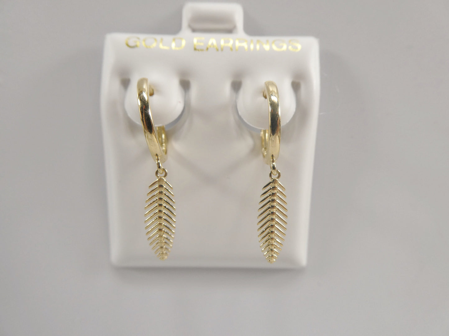 10k Real Yellow Gold Wheat Dangle Plain Huggie Earrings